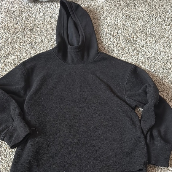 Old Navy Black Crop Hoodie Sweatshirt - Picture 2 of 5
